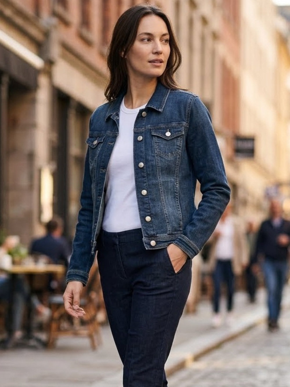 Lee Premium Denim "Casablanca" Stretch Jean Jacket Medium Wash Misses Line  L